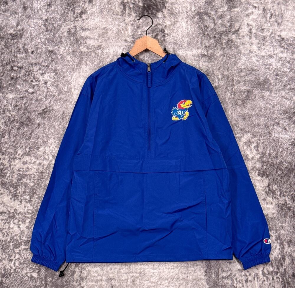 New Champion Kansas Jayhawks Jacket Medium Mens Pack And Go Hooded
